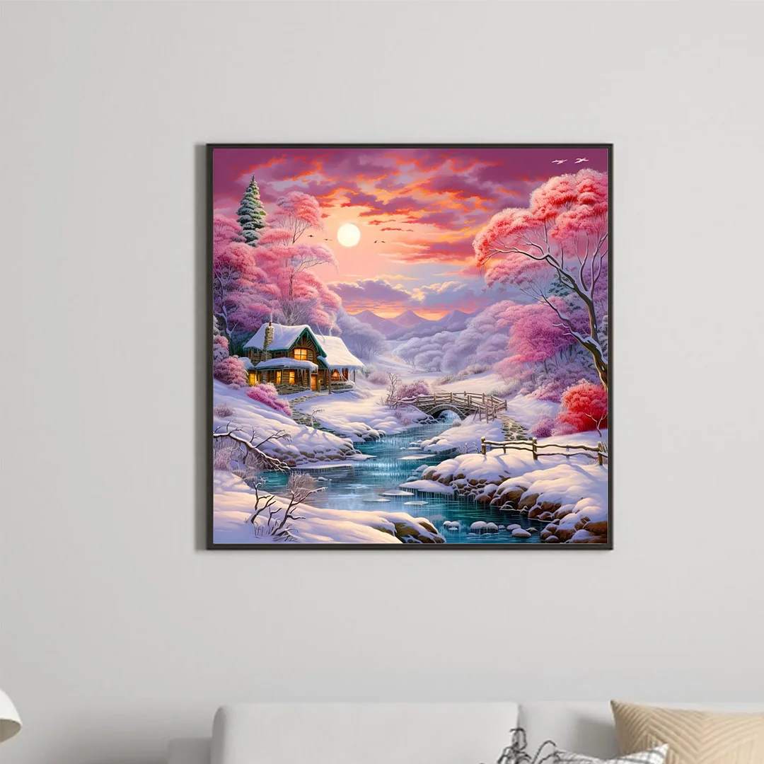 Diamond Painting - Full Round Drill - Snow Scene(Canvas|40*40cm)