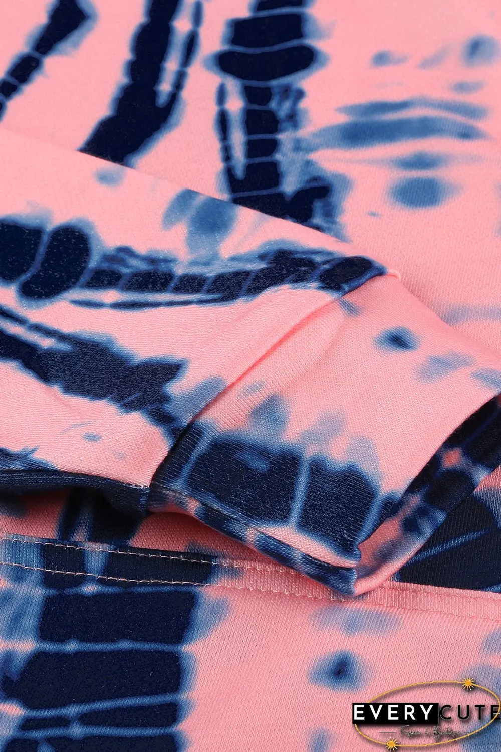Pink Tie-dye Print Pullover Hoodie