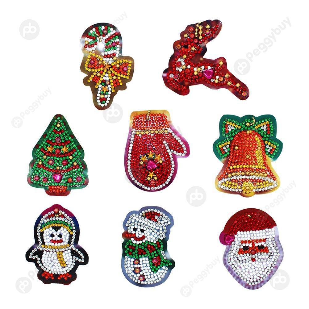 

8pcs Christmas Decorations-DIY Creative Diamond Keychain, 501 Original