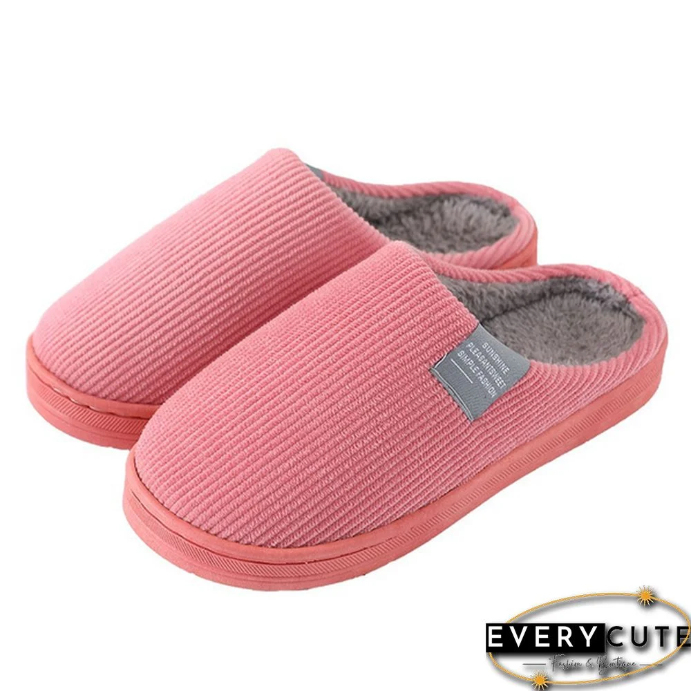 Winter Warm Cotton Slippers Women Men Home Shoes Simple Non-Slip Indoor Slides Corduroy Couple Slipper Female Shoes