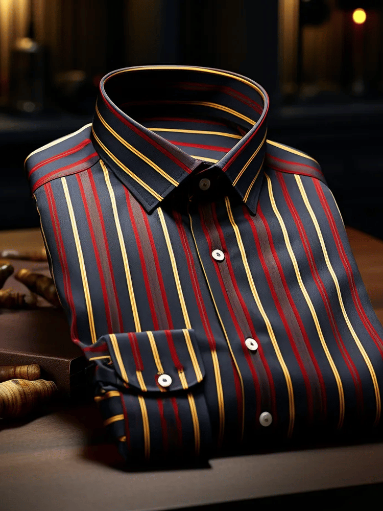 Men's Elegant Romantic Striped Long Sleeve Shirt 