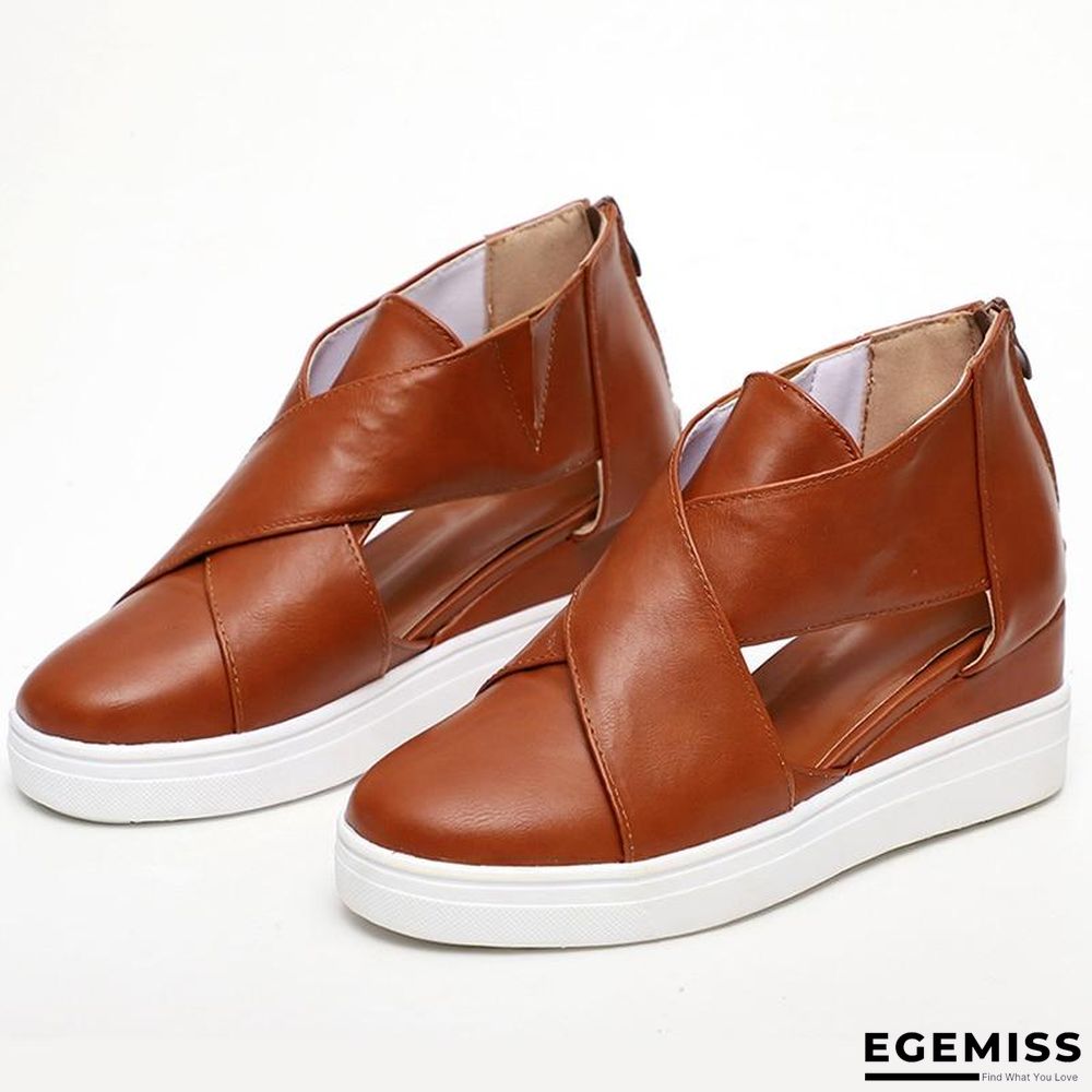 Women Solid High Flats wedges Heel Height Increasing Chunky Platform Vulcanized Sneakers Shoes | EGEMISS
