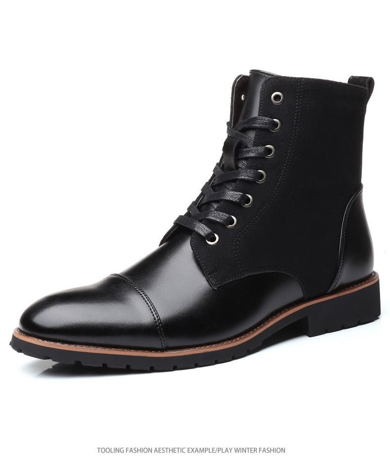 New Fashion Men Ankle Boots Plus Size 38-48 Men Boots Pointy Winter Casual Leather Shoes Men Chelsea Boots