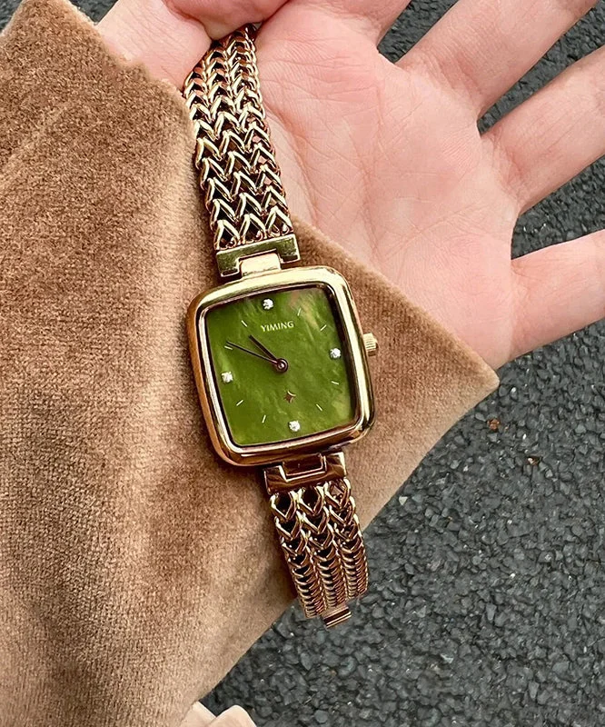 Original Design Green Stainless Steel Tempered Glass Quartz Movement Watch