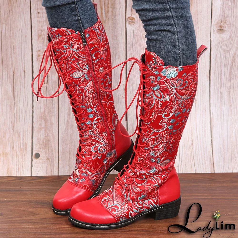 Fashion Side Zip Vintage Low Heel Rider Boots