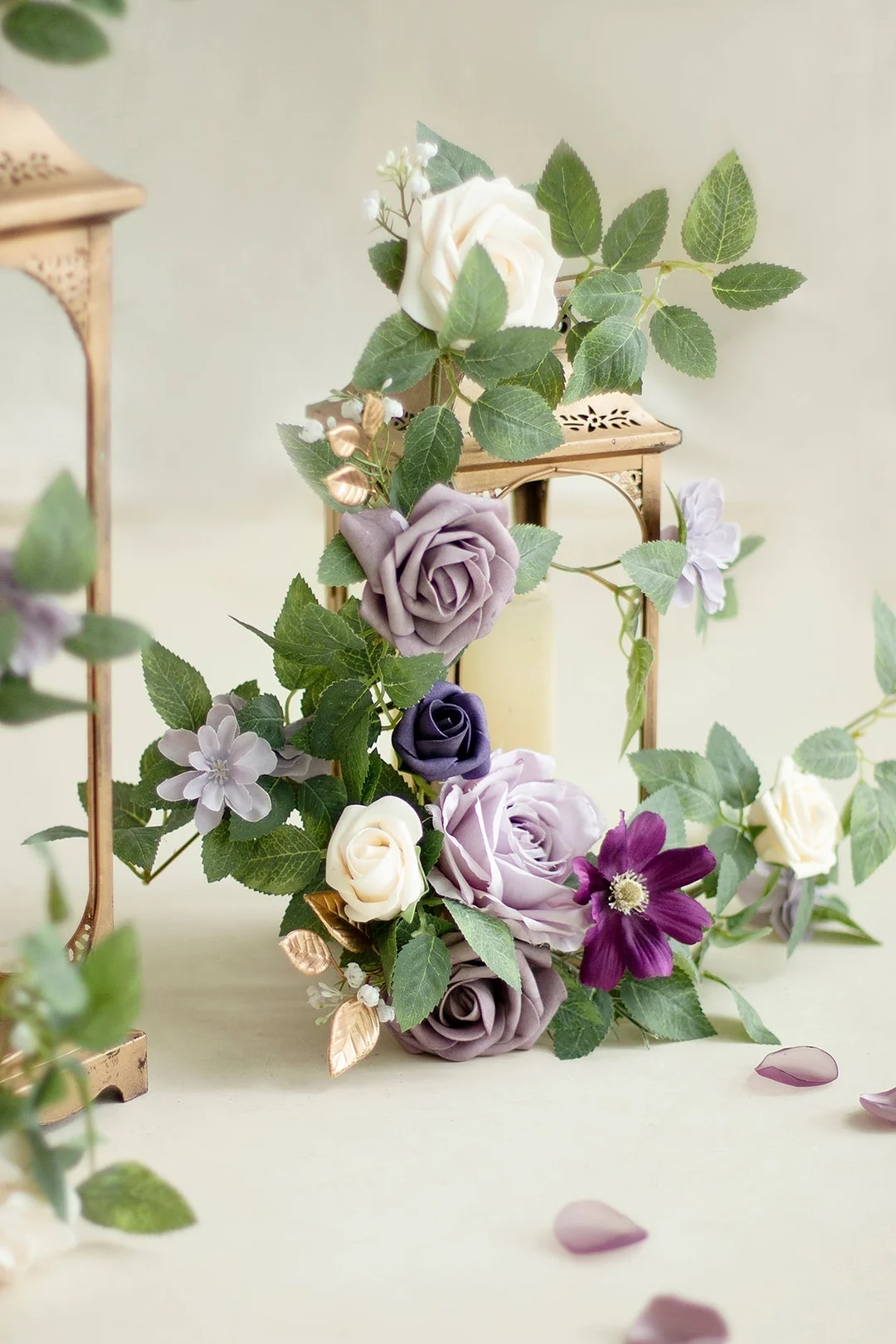 1.8ft Flower Garlands in Lilac & Gold