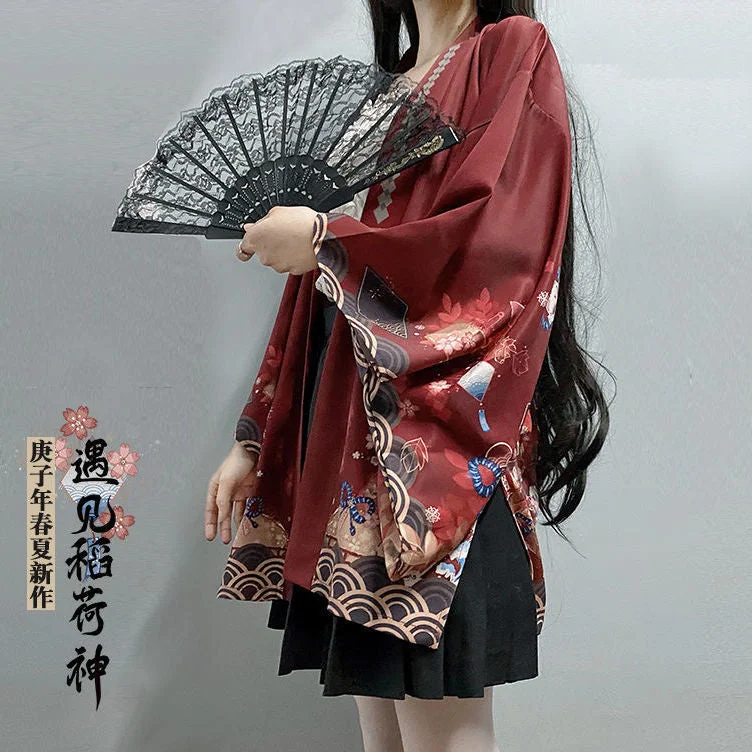 2020 new style meets Inari God spring and wind feather and weaver girl sweet all-match Japanese jacket loose cardigan kimono