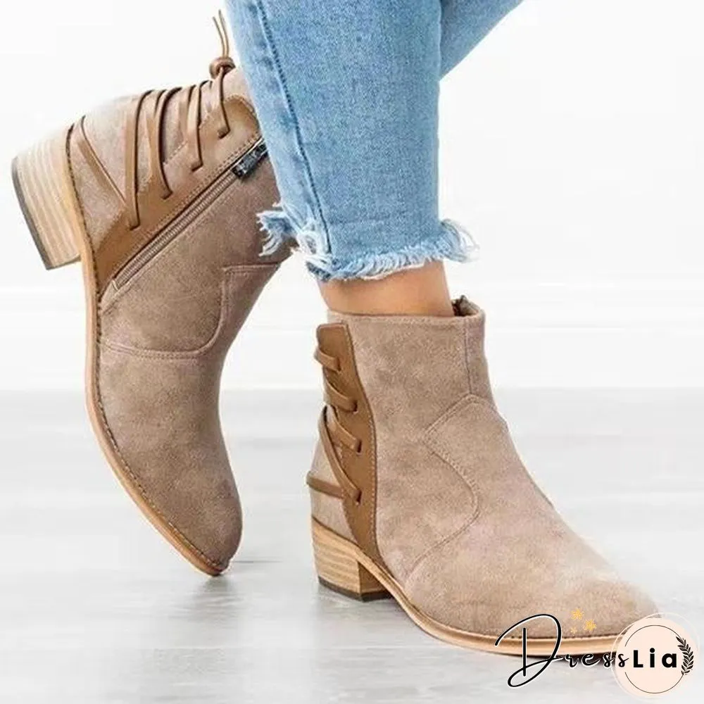 Fashion Lace-Up Embellishment Booties