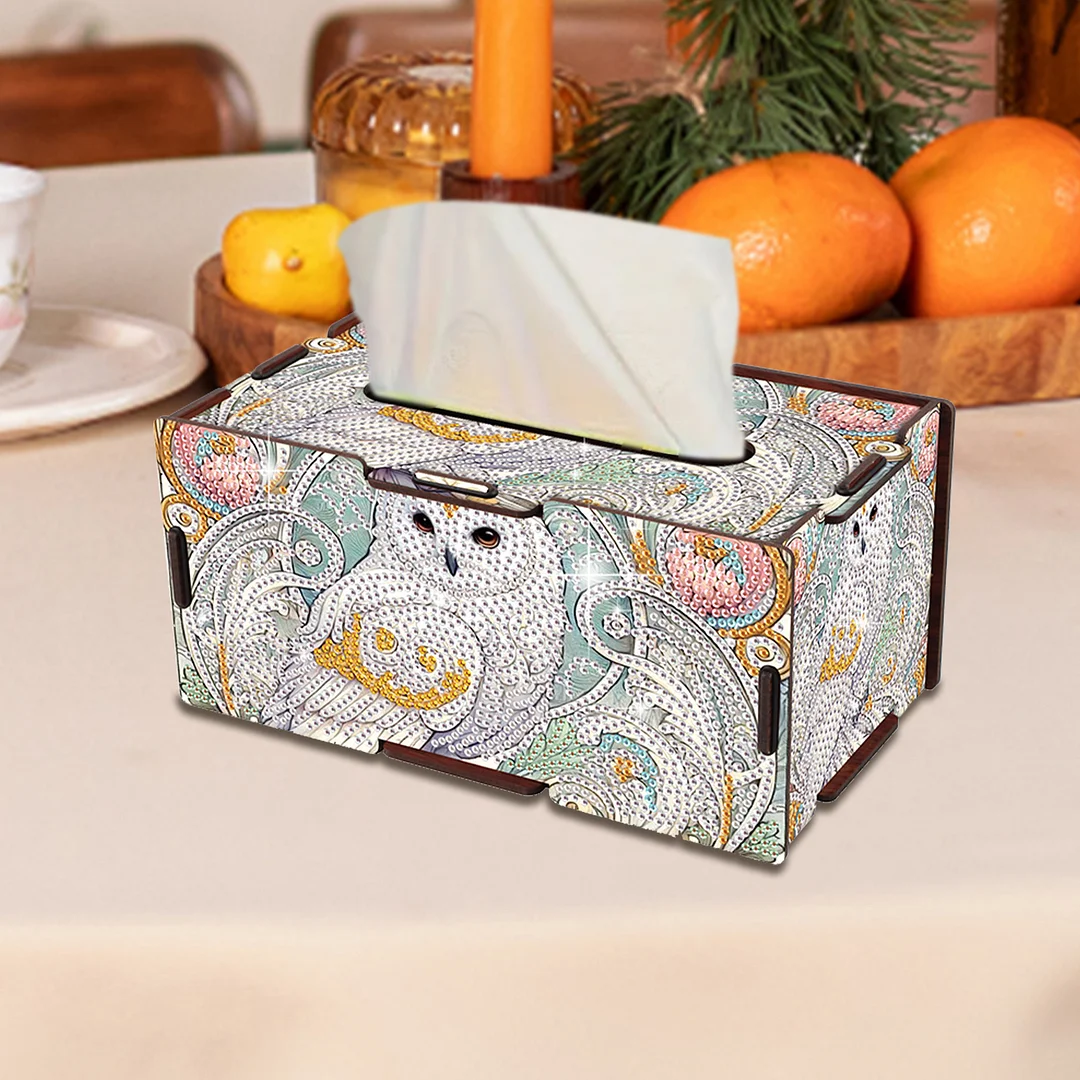Wooden Diamond Painting Tissue Box for Home and Office Decoration (ZJH019)