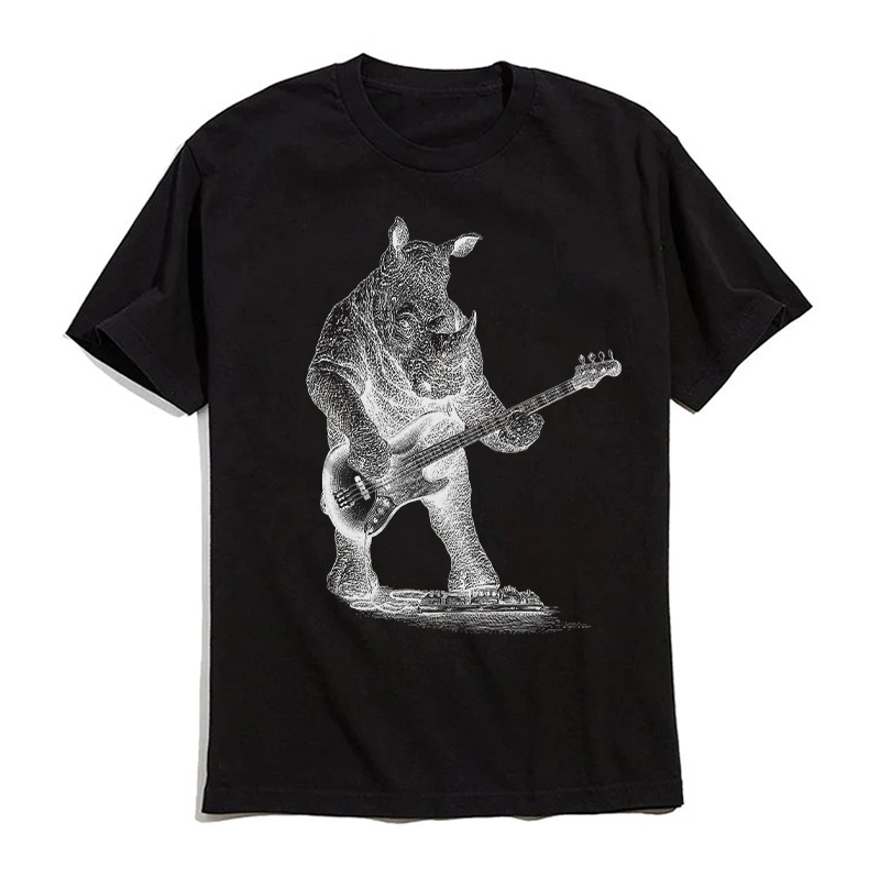 Rhino Bass Guitar Rhinoceros Music T-Shirt Unisex Graphic Tee
