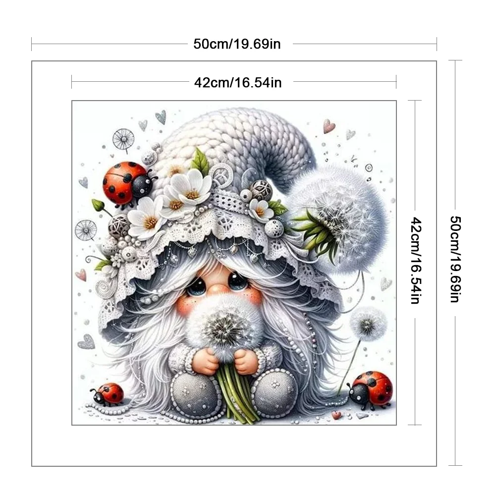 11CT Full Stamped Cross Stitch - Dryad Gnome & Dandelion(Canvas|50*50CM)