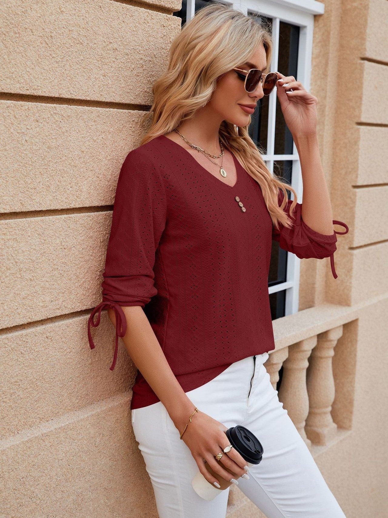 Grey Ribbed Knit Top with Short Sleeves