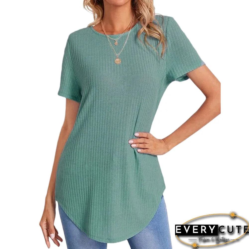 Green Back Butto Short Sleeve Loose T-shirt