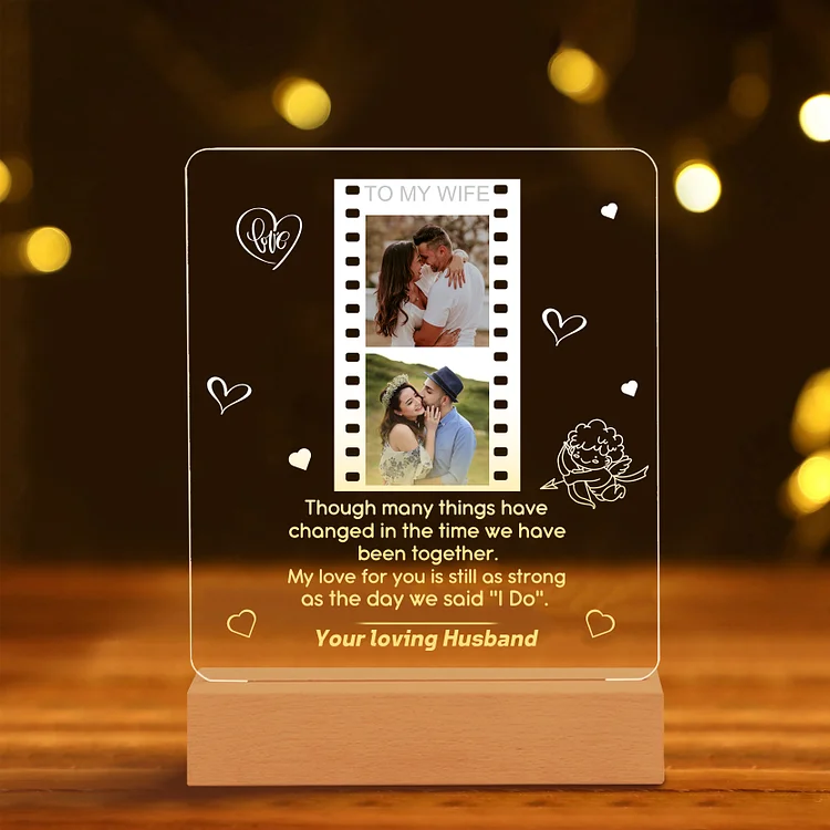 Personalized Family Acrylic Night Light, Custom Photo And Text Lamp Couple Christmas Gifts