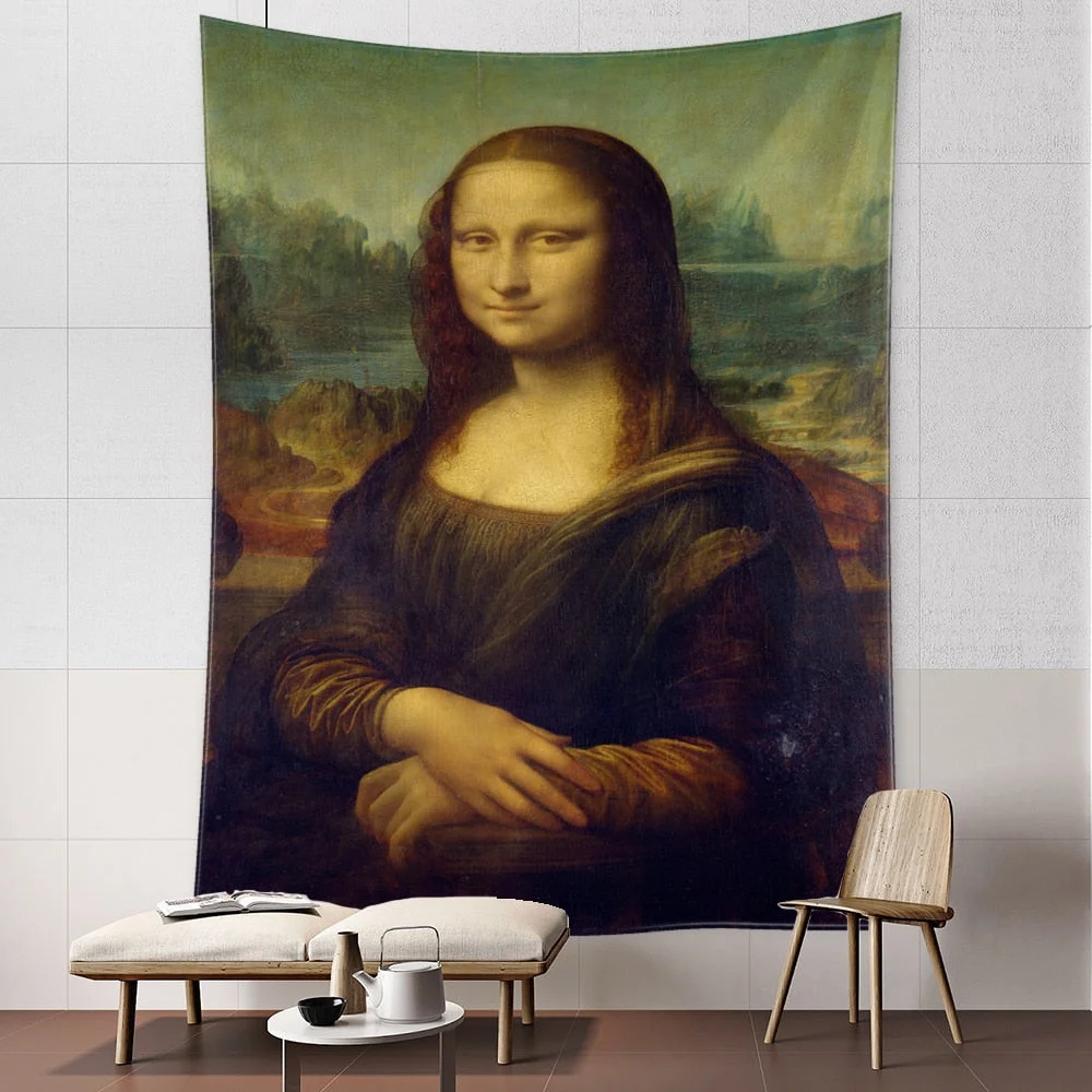 Mona Lisa Graffiti Tapestry Wall Hanging Boho Style Psychedelic Witchcraft Hippie Tapiz Bedroom Art Home Decor
