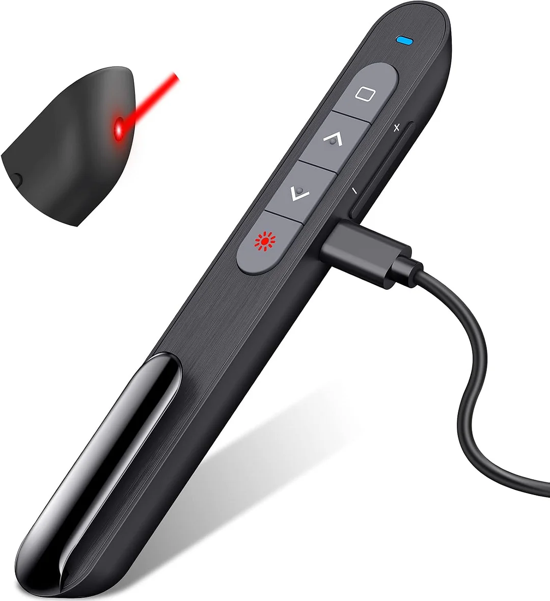 DinoFire Red Light Wireless Presenter, Powered by AAA (Not Included) Hyperlink Volume Control Presentation Clicker, RF 2.4GHz PowerPoint Clicker Presentation Remote Control Slide Clicker Advancer(UPC/EAN:736961025973)