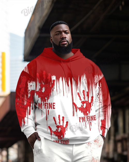 Halloween Blood Graffiti I'm Fine Print Plus Size Hoodie Suit
