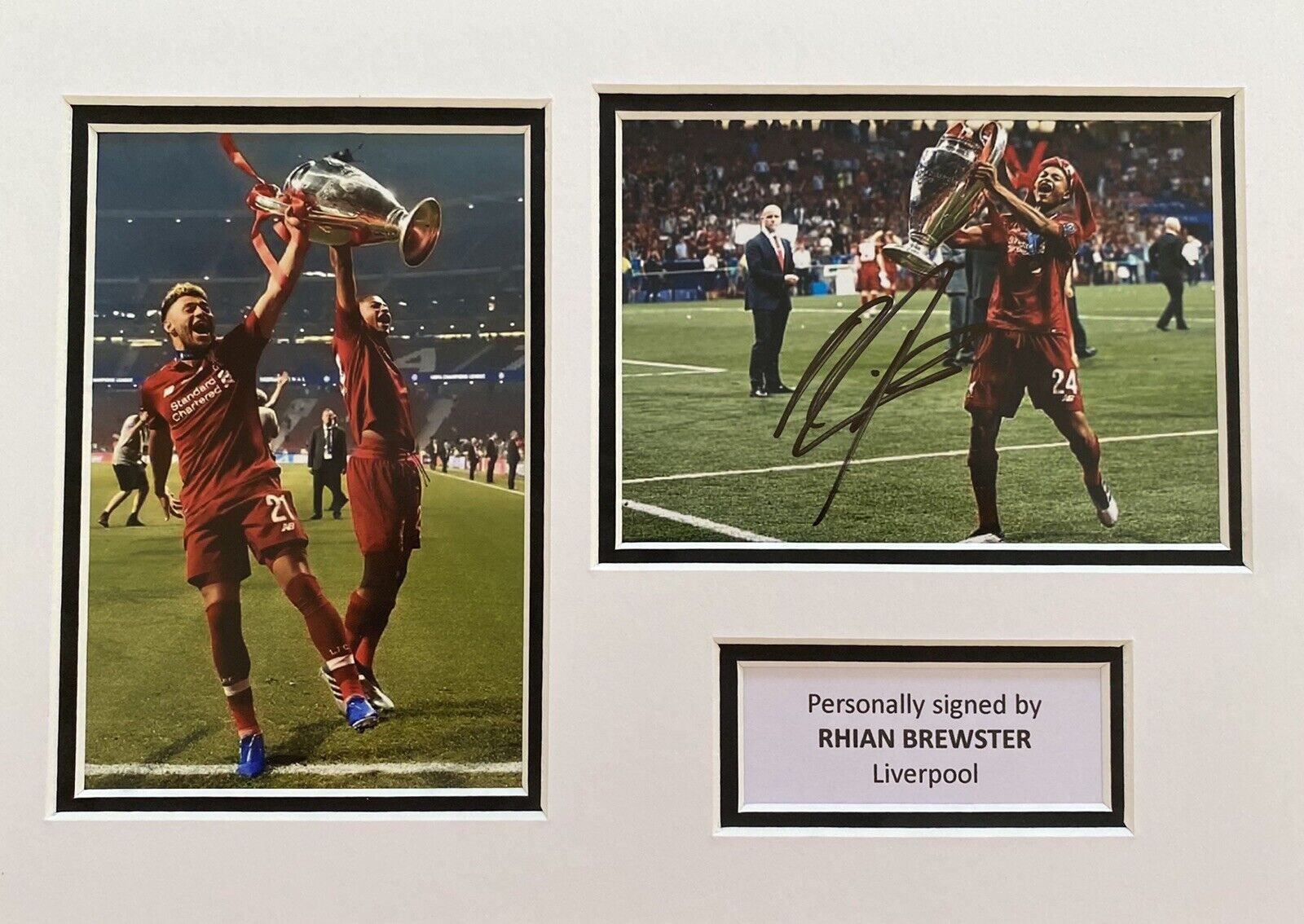 Rhian Brewster Hand Signed Liverpool Photo Poster painting In A4 Mount Display