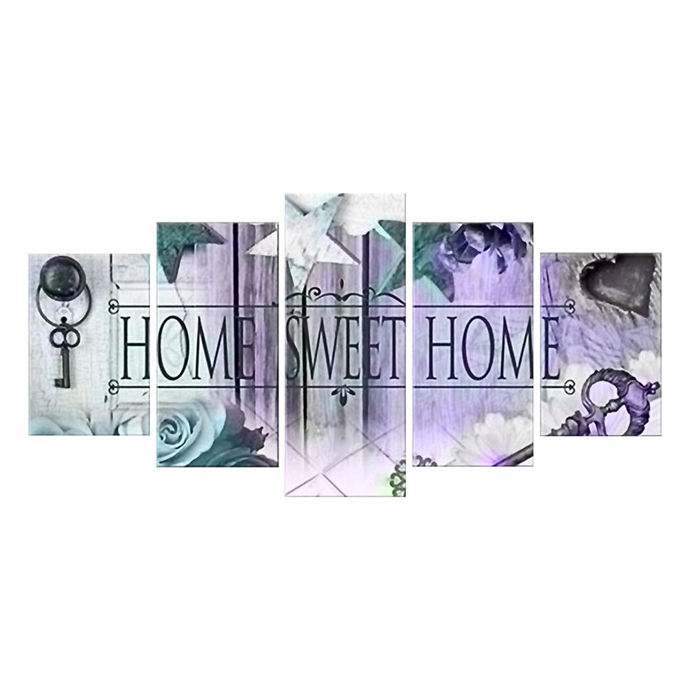 

103*45CM - Multi-picture Round Drill Diamond Painting - 5pcs Sweet Home, Multicolor, 501 Original