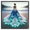 (Multi Style)Girl In Beach Skirt-Full Embroidery 3 Strands 11CT Stamped Cross Stitch-40*40CM