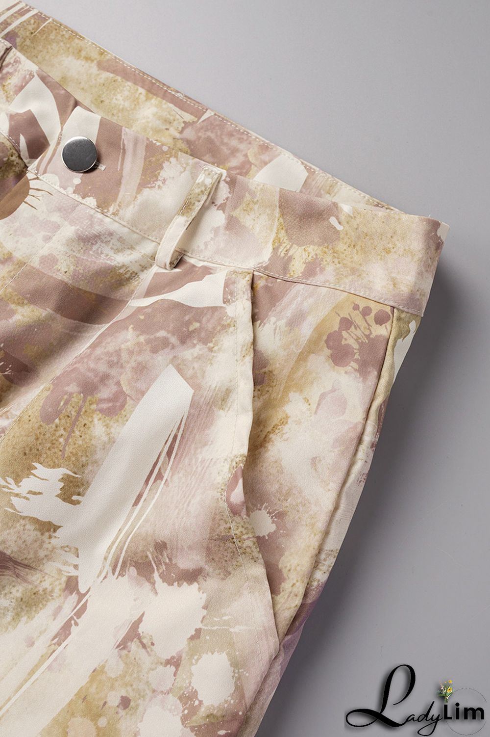 Army Green Street Print Bandage Patchwork Straight Straight Full Print Bottoms