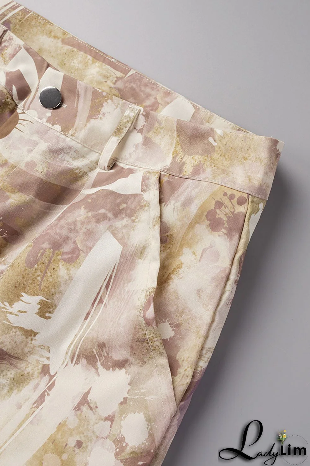 Army Green Street Print Bandage Patchwork Straight Straight Full Print Bottoms