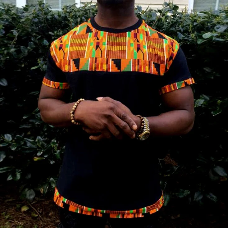 BrosWear Men'S African Geometric Print Short Sleeve T-Shirt