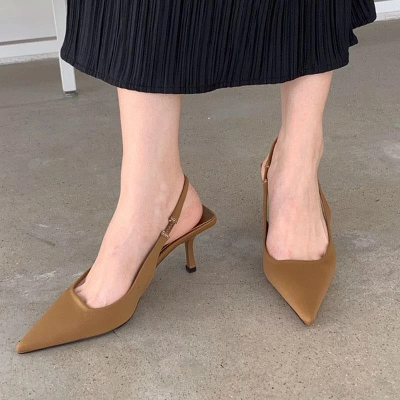 Stiletto Heels 2022 Summer Suit Comfort Shoes For Women Sandals Female Purple New Girls Low Pointed High Black Big Large Size