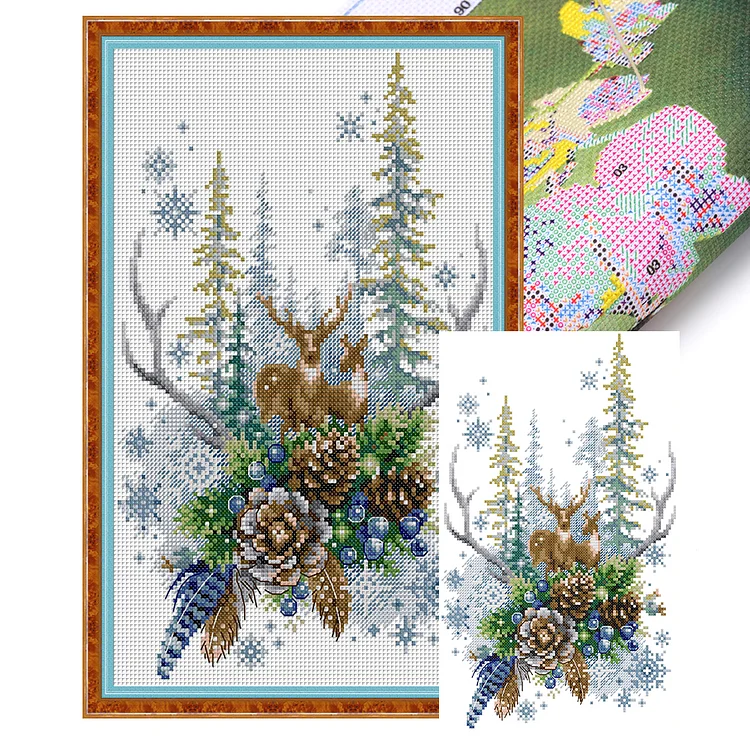 Joy Sunday Winter Forest Elf 14CT Stamped Cross Stitch 22*34CM