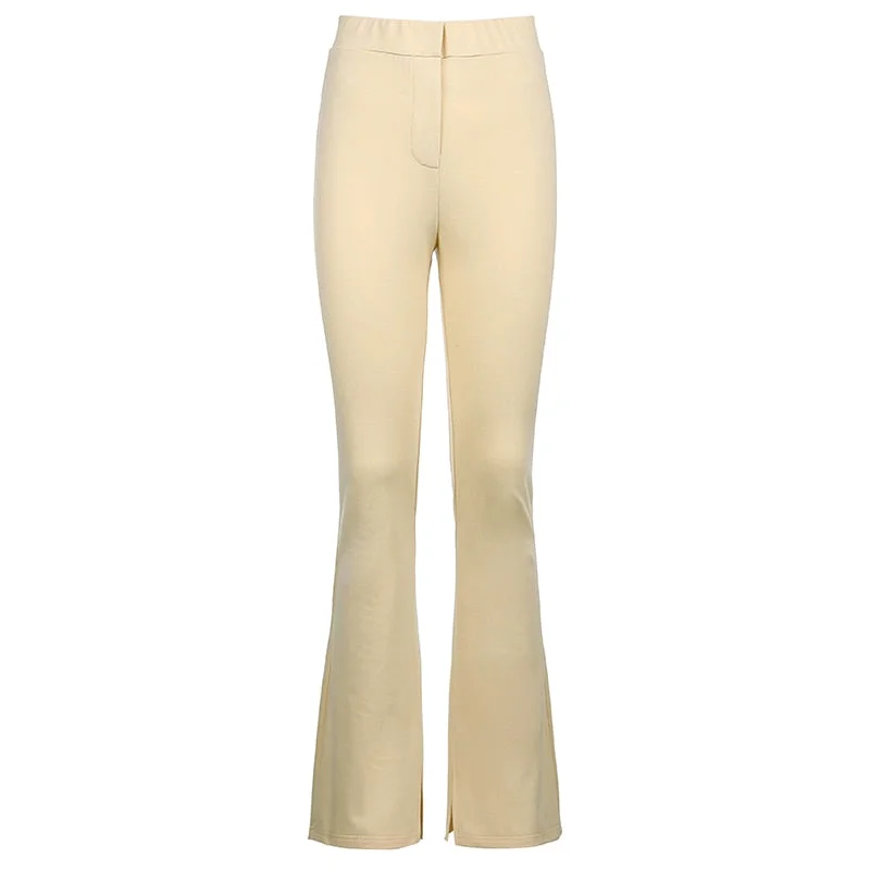 Tossy Women's Solid High Waist Stretchy Leggings Skinny Sexy Split Out Long Trousers Casual Sport Pants Streetwear Autumn 2021