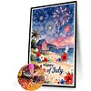 Diamond Painting -DIY Round Drill Independence Day Happy Fireworks(60*40CM)