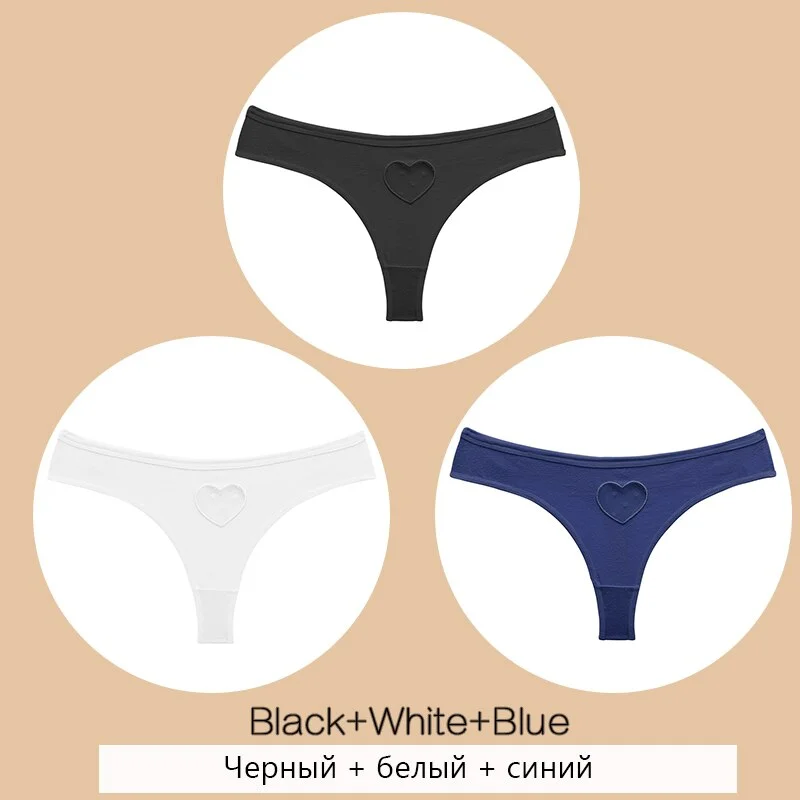 FINETOO Cotton Thongs Women Hollow Out Heart G-string Panties S-XL Ladies T-back Underpants Sexy Thong Panties Female Lingerie
