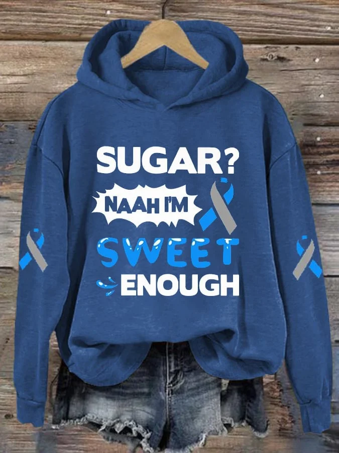 Women's Sugar I'M Sweet Enough Print Hoodie Long Sleeve Sweatshirt