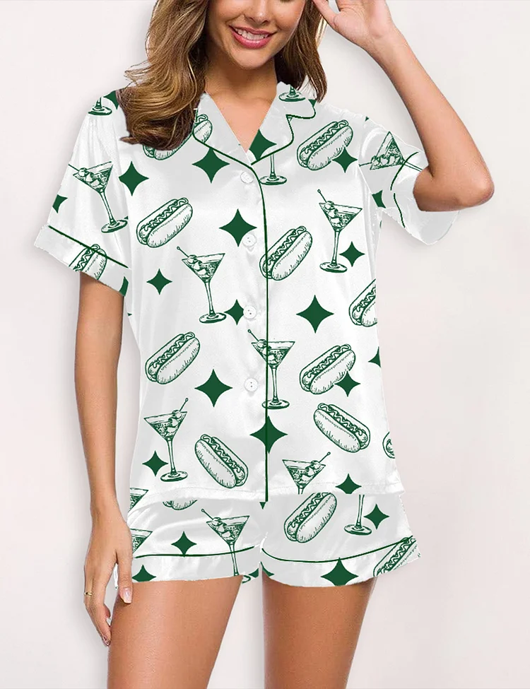 Women's Tinis And Weenies Dirty Martini Party Print Pajama Set