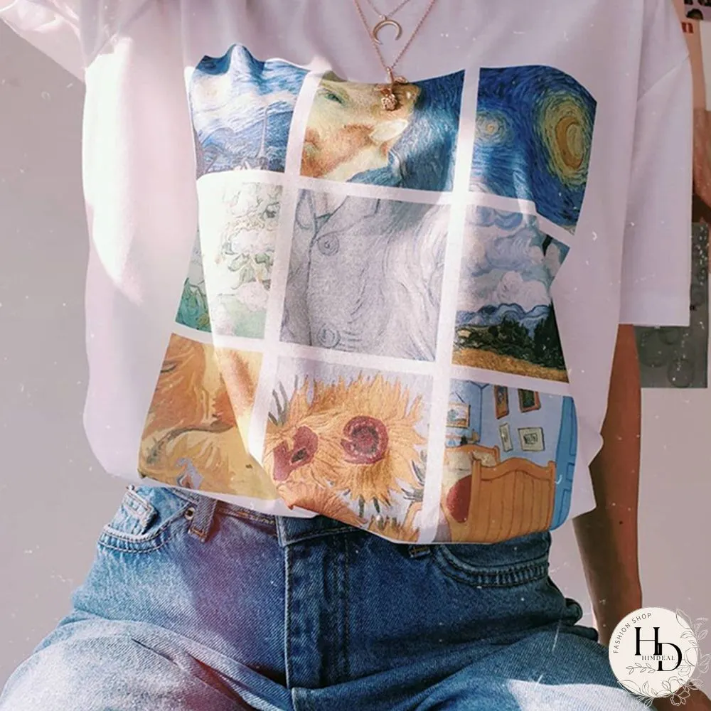 Vintage Round Neck Short Sleeve Fashion Print Tee