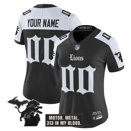 Women's Detroit Lions Black Alternate 2025 F.U.S.E. "Gothic Motor Grit Edition" Vapor Limited Stitched Football Custom Jersey