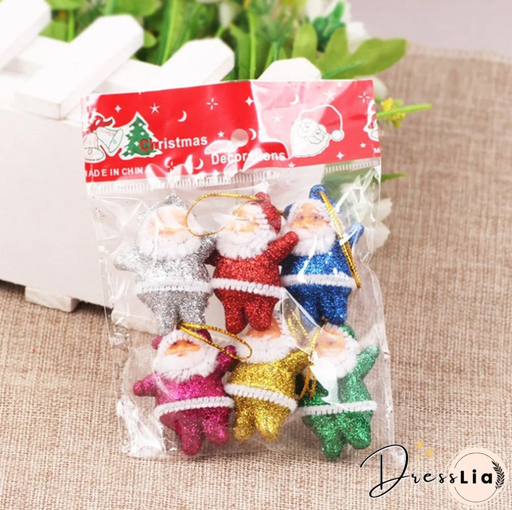 6 Pcs Mini Santa Claus Pendants Hanging Ornament Festival Xmas Decor Christmas Decorations Gifts Christmas Accessories
