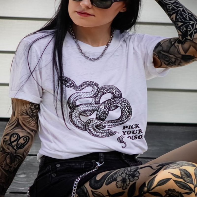 Pick your poison snake printed  T-shirt