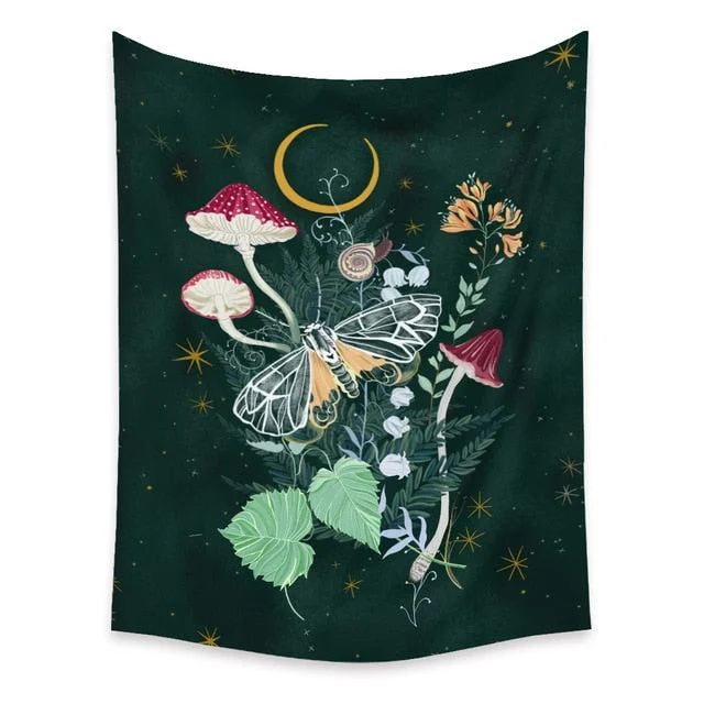 psychedelic Floral Tapestry Buttefly Wall Hanging Home Throw Rug Blanket Carpet Home Decor Wall Cloth Mandala Hippie Room Decor