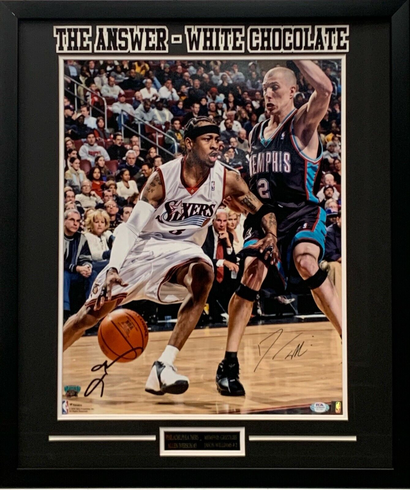 Allen Iverson & Jason Williams autographed 16x20 framed NBA 76ers Grizzlies PSA