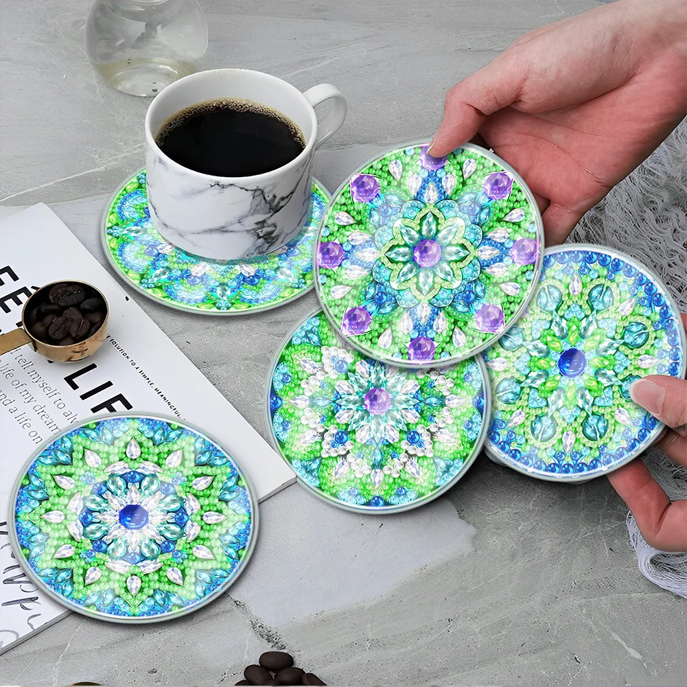 [Upgrade - Waterproof Coaster]6pcs DIY Mandala Coaster Set Holiday Christmas for Adults and Beginners(With Covers)