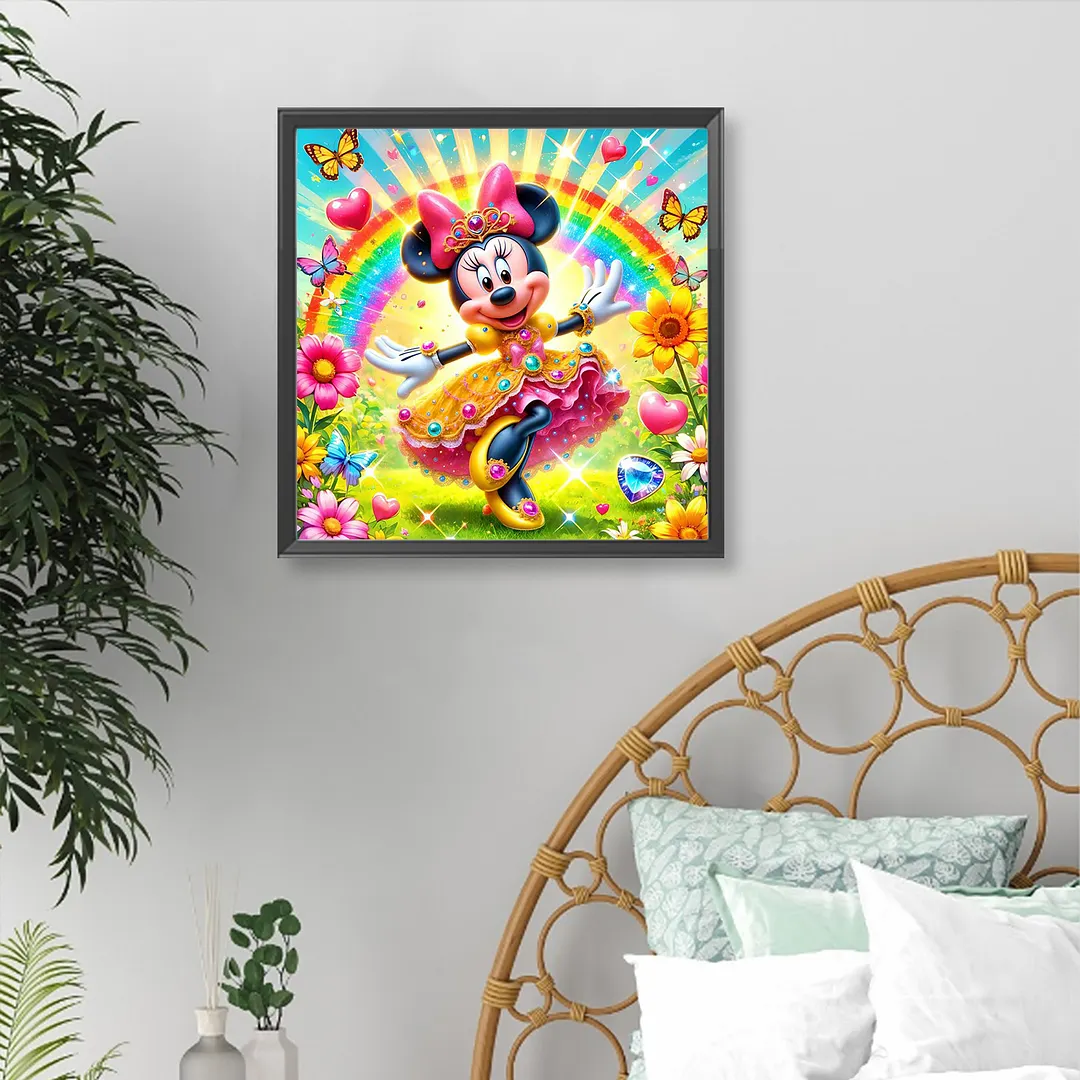 Rainbow Garden Minnie Full DIY 5D Round Drill Diamond Painting Kits for Adults/Beginners Home Decor Diamond Dots Paintings Picture Arts Craft 30x30cm