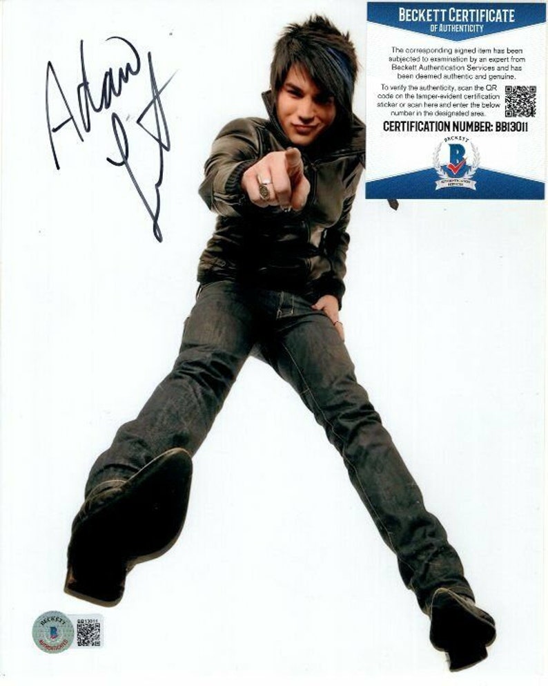 Adam lambert signed 8x10 Photo Poster painting beckett bas