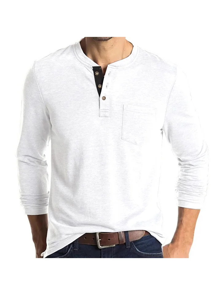 Men's Henley Shirt Tee Plain Henley Casual Holiday Long Sleeve Button-Down Clothing Apparel Fashion Designer Comfortable Essential