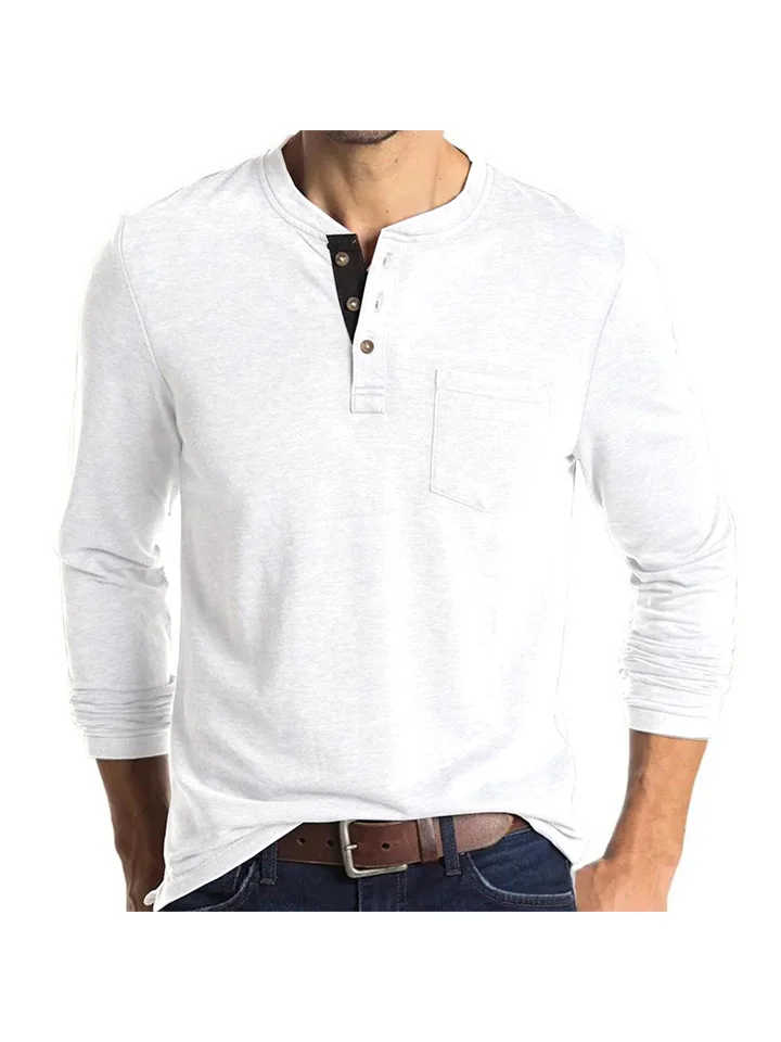 Men's Henley Shirt Tee Plain Henley Casual Holiday Long Sleeve Button-Down Clothing Apparel Fashion Designer Comfortable Essential | 168DEAL