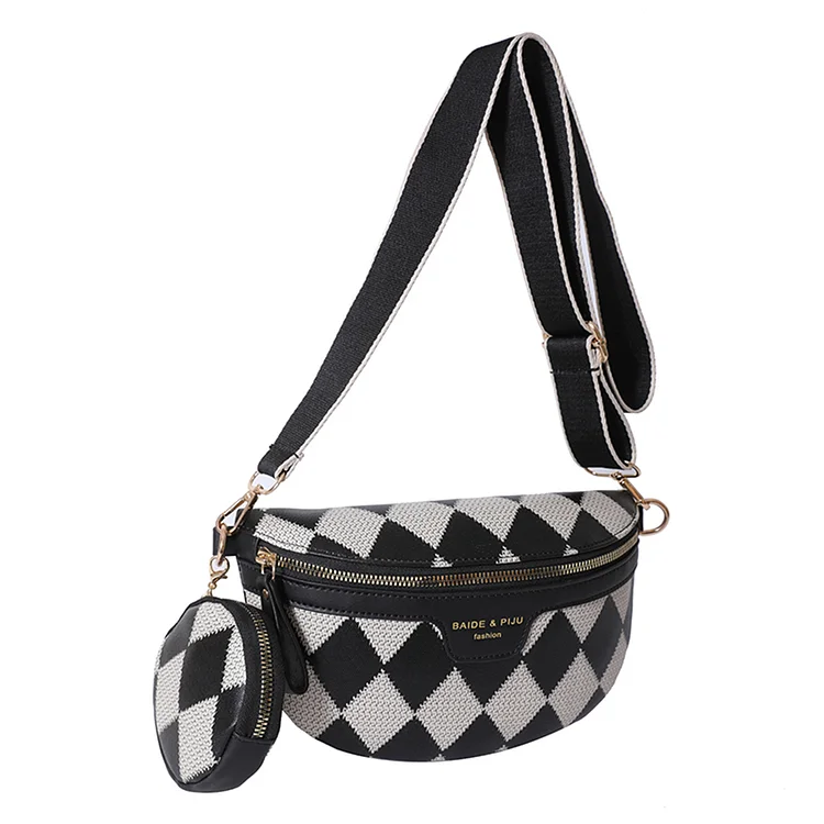 Chest Bag Diamond Lattice Chest Belt Bags for Stylish Waist Pack (Black)