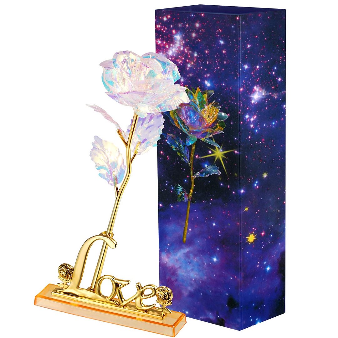 Rose Artificial Rose Flower Plastic Colorful Rose with Love Shape Base for Valentine's Day, Mother's Day