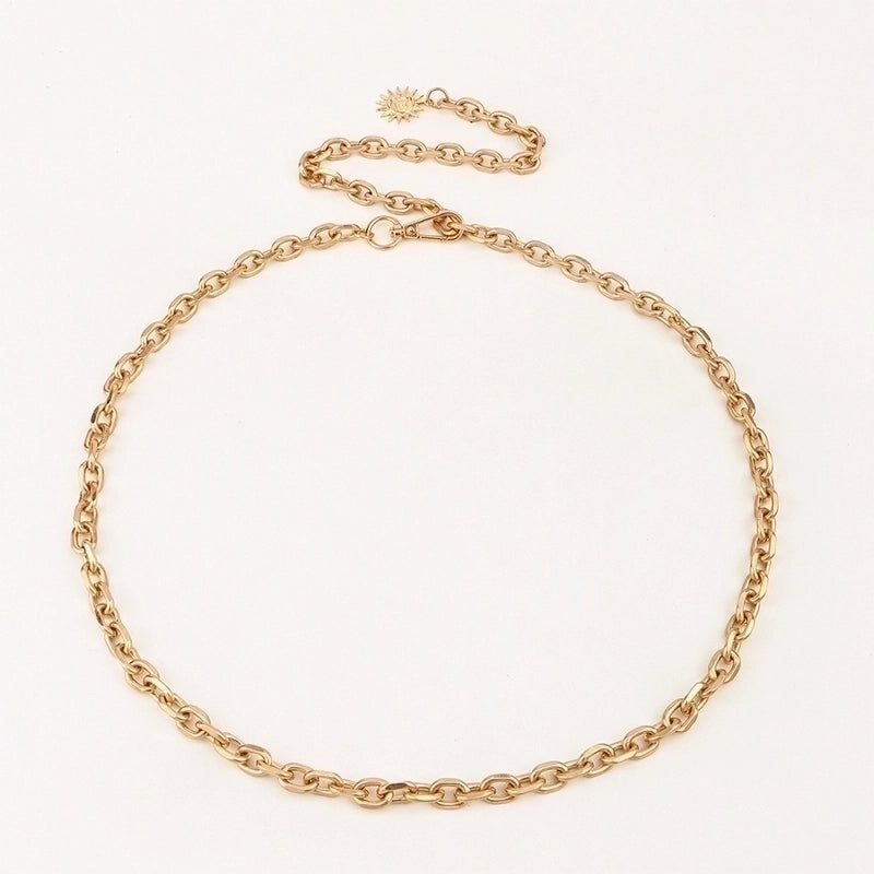 Minimalist Geometric Solid Color Metal Women’s Chain Belts