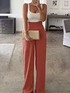 Contrast Color Empire Wide Leg Jumpsuits