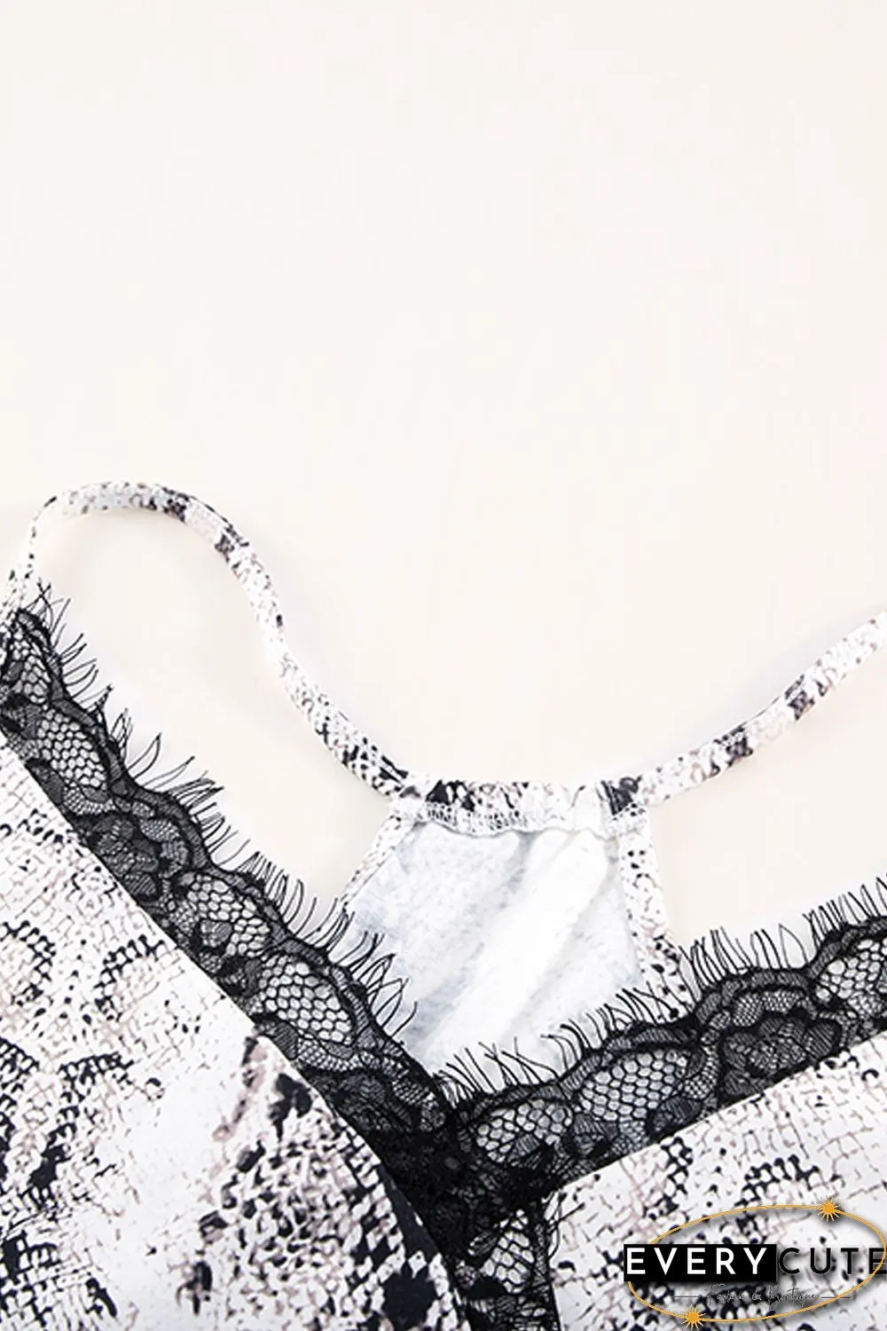Plus Size Snakeskin Lace Splicing Spaghetti Strap Tank Top
